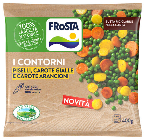 CONTORNO PISELLI, CAROTE GIALLE E ARANCIONI 400 G